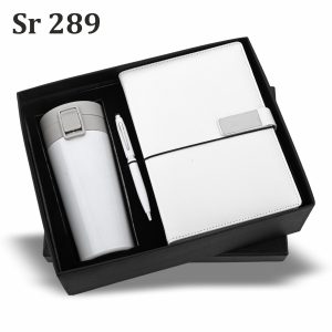 3-in-1 corporate gift set diary, pen, tumbler  White