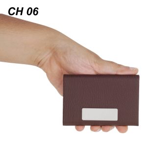 Premium Metal Stainless Steel PU Brown LeatherCardholder CH 06