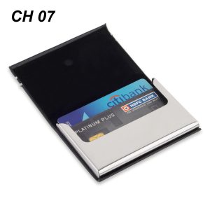 Premium Metal Stainless Steel PU Leather Black Cardholder CH 07