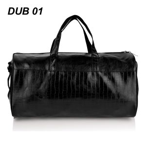 Duffel bag featuring a distinct crocodile-textured lower panel Black