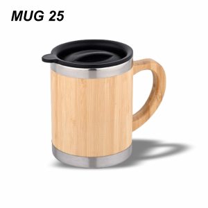 Eco-Friendly Bamboo Coffee Mug with Stainless Steel Inner & Handle