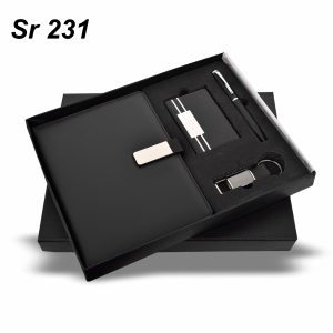 Premium 4 in 1 Gift Set with Pen, Cardholder, Keychain & Diary Black