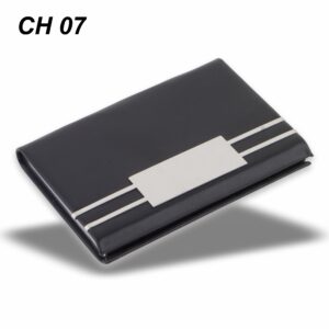 Premium Metal Stainless Steel PU Leather Black Cardholder CH 07