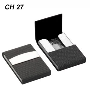Premium Metal Stainless Steel PU Leather Cardholder Black CH 27