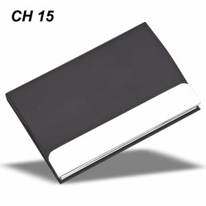 Premium Metal Stainless Steel PU Leather Cardholder Black CH 15