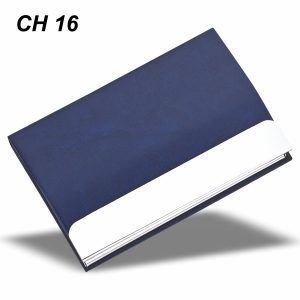 Premium Metal Stainless Steel PU Leather Cardholder Blue CH 16