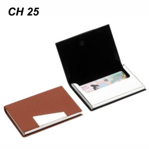 Premium Metal Stainless Steel PU Leather Cardholder Brown CH 25