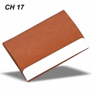Premium Metal Stainless Steel PU Leather Cardholder Brown CH 17