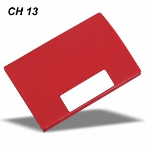 Premium Metal Stainless Steel PU Leather Cardholder CH 13 Red