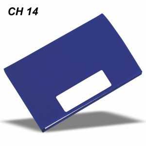 Premium Metal Stainless Steel PU Leather Cardholder CH 14 Blue