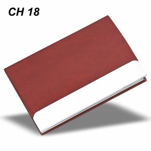 Premium Metal Stainless Steel PU Leather Cardholder Dark Brown CH 18