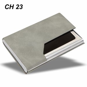 Premium Metal Stainless Steel PU Leather Cardholder Grey CH 23