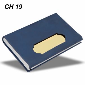 Premium Metal Stainless Steel PU Leather Cardholder Navy Blue CH 19