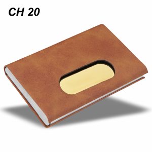 Premium Metal Stainless Steel PU Leather Cardholder Tan CH 20