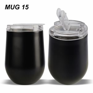 Stainless Steel Egg-Shaped Coffee Tumbler with Lid Black 300 ml