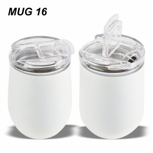Stainless Steel Egg-Shaped Coffee Tumbler with Lid White 300 ml