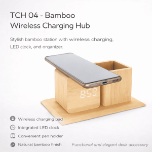 TCH 04 Bamboo Wireless Charging Hub