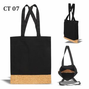 cotton tote bag with Zip 16x14.5 300 gsm inches long shoulder straps Black